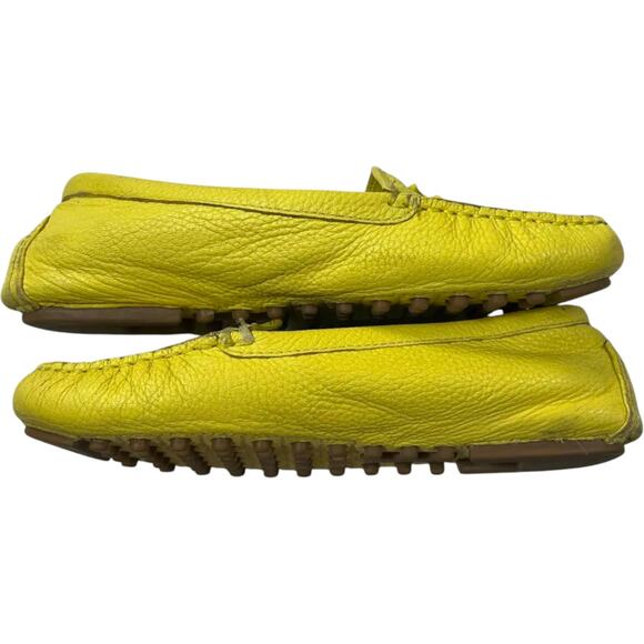 Tory Burch Lowell 2 Driver Shoes Yellow Women's Size 6 Leather Loafers Flats - Picture 5 of 7